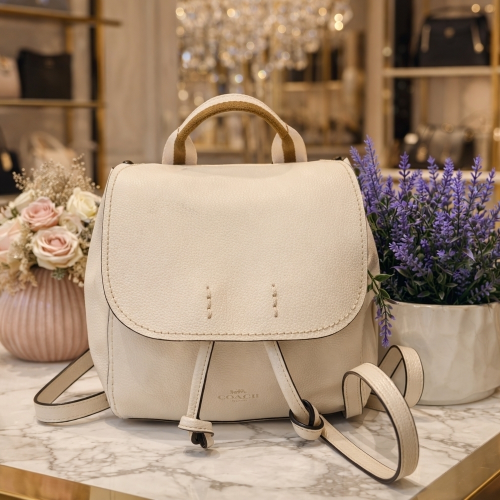 Coach Derby Ivory White‎ Leather Backpack Crossbody Shoulder Bag